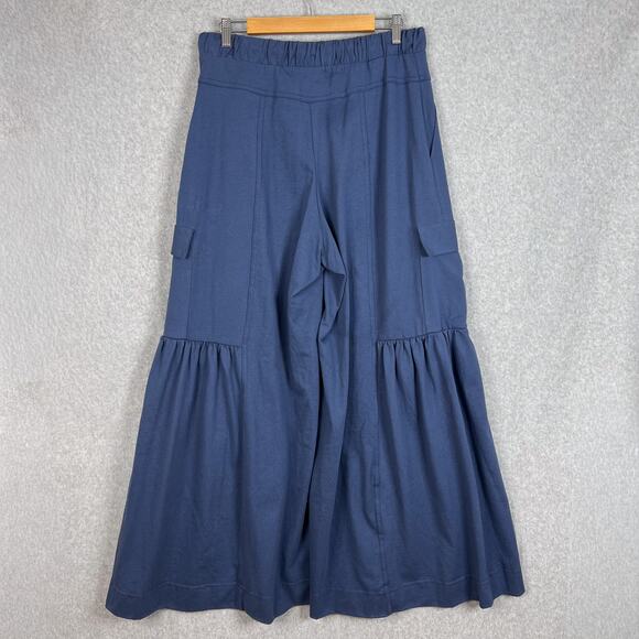 Free People Beach Navy Blue Russell High Rise Wide Leg Cargo Pants Size Medium - Picture 5 of 9
